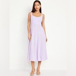 Old Navy Fit & Flare Linen-Blend Midi Dress